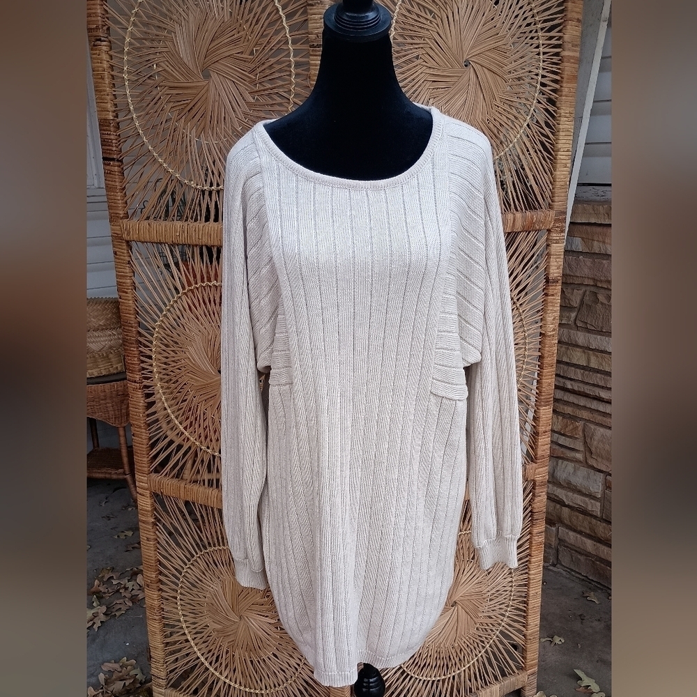 Promesa Cream Ribbed Knit Sweater Dress_Med - Picture 2 of 7